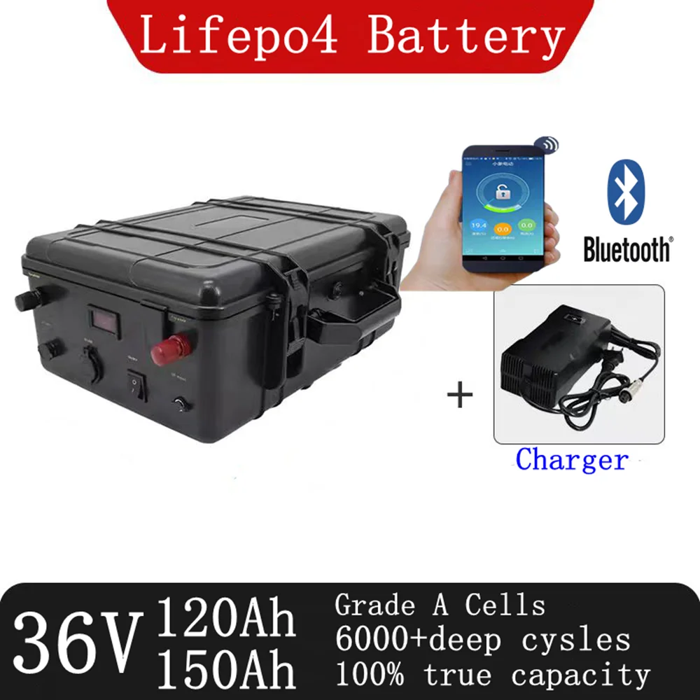36V 150AH lifepo4 36v 120A lifepo4 lithium battery bluetooth APP BMS for 4000w go cart bike scooter boat +10A Charger
36V 150AH lifepo4 36v 120A lifepo4 lithium battery bluetooth APP BMS for 4000w go cart bike scooter boat +10A Charger