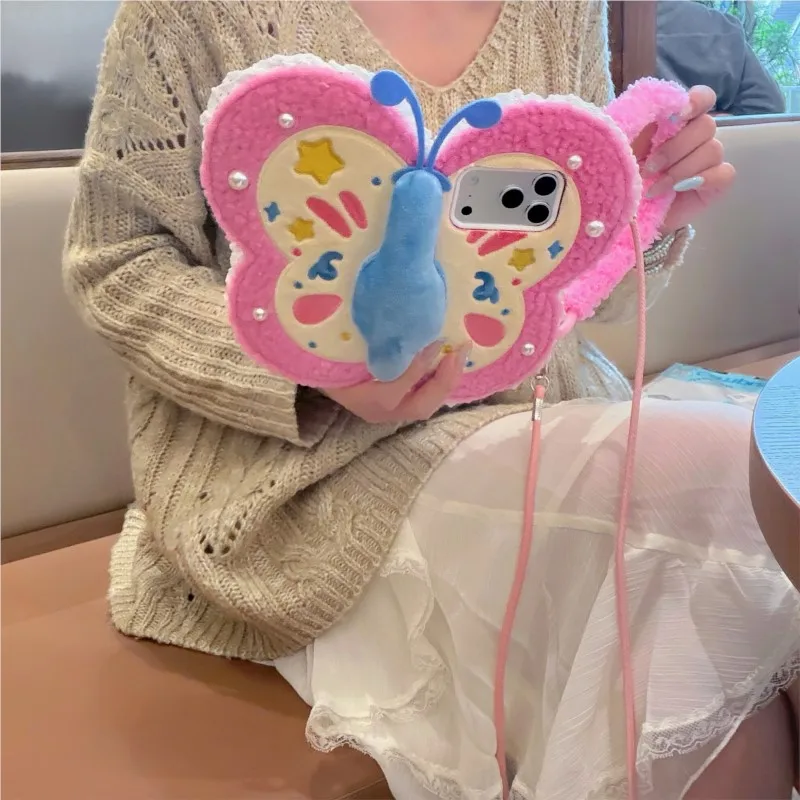 Plush Butterfly Cute Cartoon Phone Case For iPhone 17 ProMAX 16 15 14 Pro Max fluffy With a handle Dopamine shockproof Cover
Plush Butterfly Cute Cartoon Phone Case For iPhone 17 ProMAX 16 15 14 Pro Max fluffy With a handle Dopamine shockproof Cover