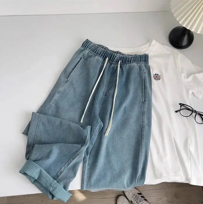Summer Lyocell Soft Wide Leg Jeans Women Drawstring High-Waisted Loose Lightweight Wide-Leg Pants
Summer Lyocell Soft Wide Leg Jeans Women Drawstring High-Waisted Loose Lightweight Wide-Leg Pants