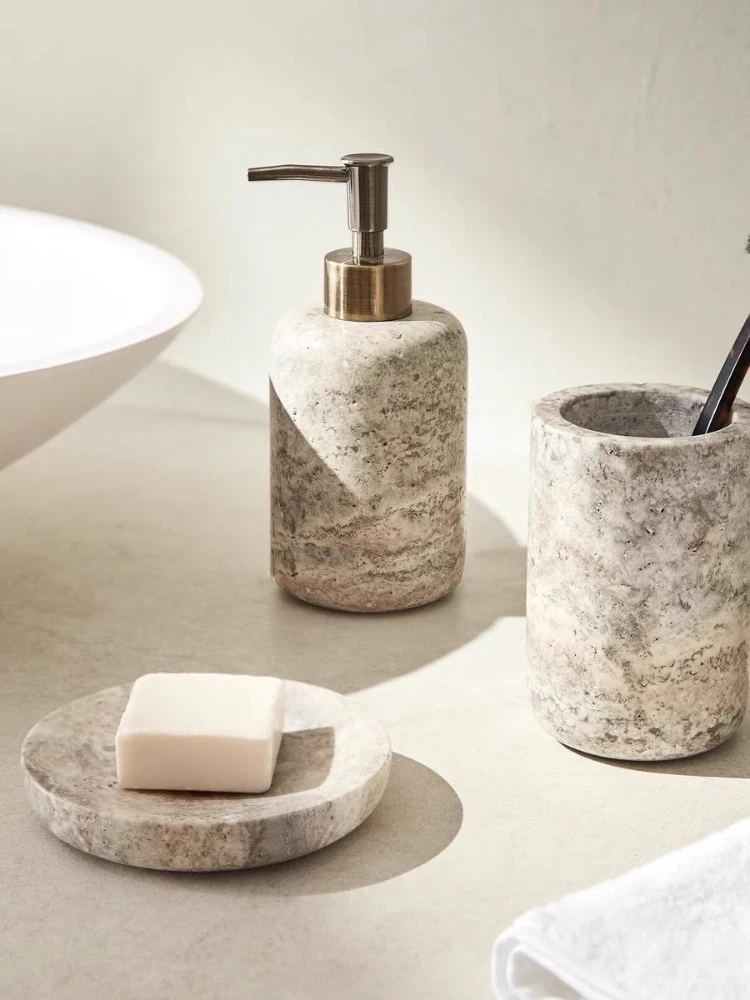 Набор для ванной комнаты Wabi Sabi из натурального мрамора, лоток для дозатора мыла, чашка для зубной щетки, минималистичный европейский стиль, домашний декор для отеля
Набор для ванной комнаты Wabi Sabi из натурального мрамора, лоток для дозатора мыла, чашка для зубной щетки, минималистичный европейский стиль, домашний декор для отеля
