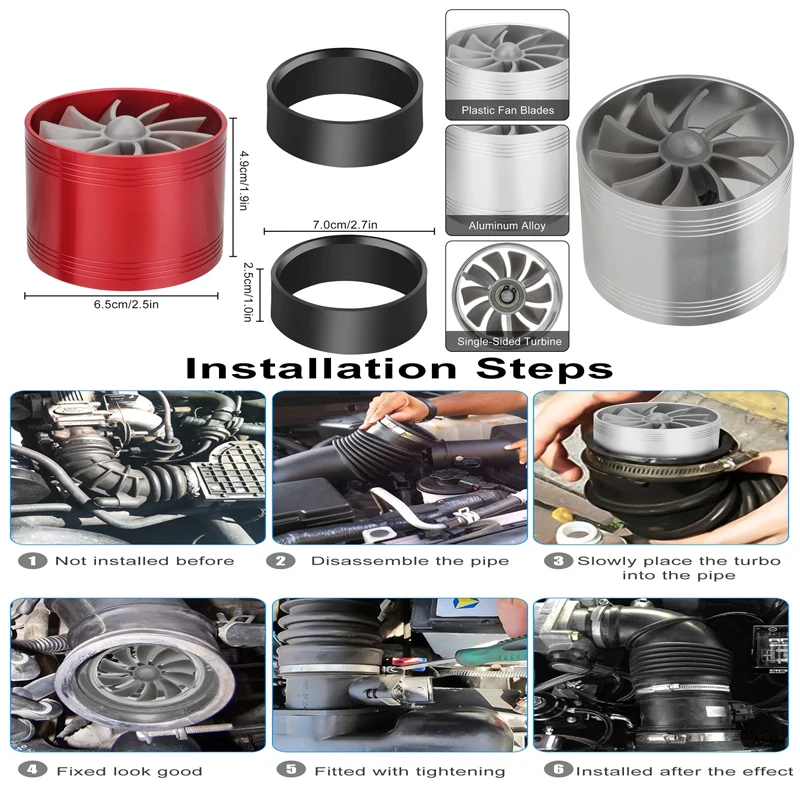 3in1 Car Turbine Supercharger Turbo Refit Car Air Intake Turbonator Single Fan Supercharger Gas Saver Kit Auto Replacement Part
3in1 Car Turbine Supercharger Turbo Refit Car Air Intake Turbonator Single Fan Supercharger Gas Saver Kit Auto Replacement Part