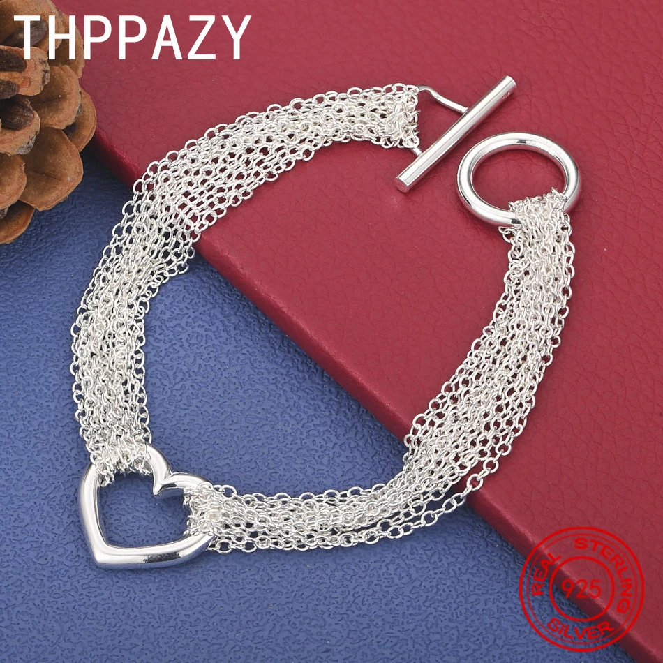 THPPAZY 925 Sterling Silver Heart Bracelet For Men Women Fashion Charm Nice Jewelry Gift Engagement Wedding Party Gifts
THPPAZY 925 Sterling Silver Heart Bracelet For Men Women Fashion Charm Nice Jewelry Gift Engagement Wedding Party Gifts