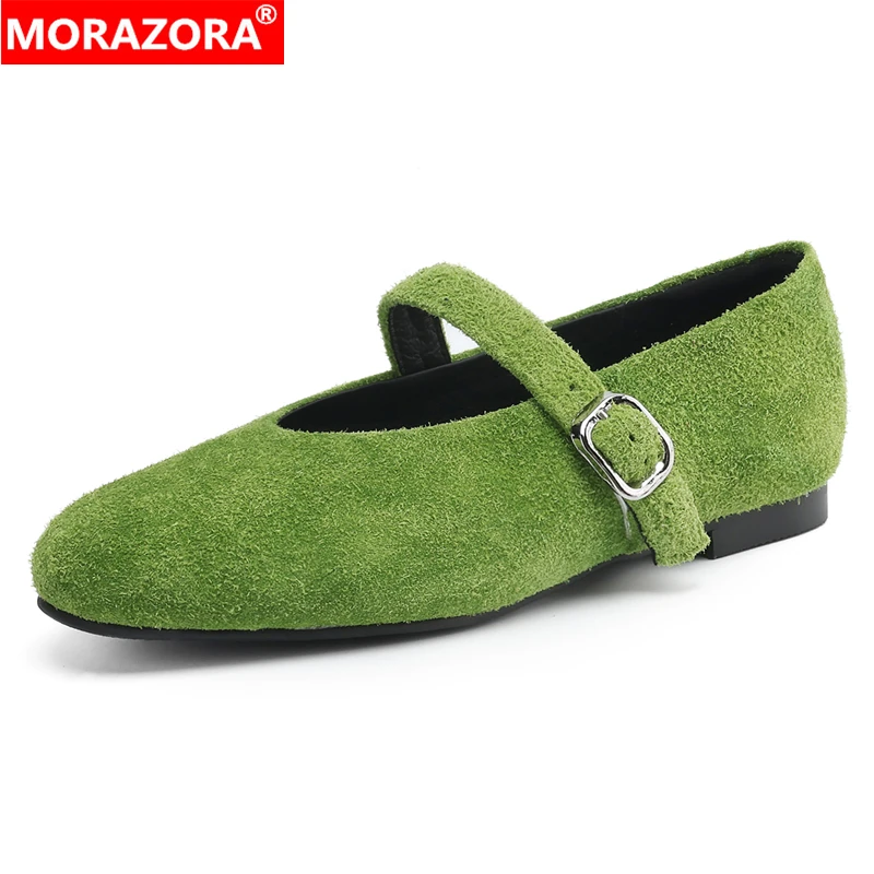 MORAZORA, размер 34–43, новые женские балетки из коровьей замши, женские туфли на плоской подошве с пряжкой, зеленые, розовые, красные женские повседневные туфли 
MORAZORA, размер 34–43, новые женские балетки из коровьей замши, женские туфли на плоской подошве с пряжкой, зеленые, розовые, красные женские повседневные туфли