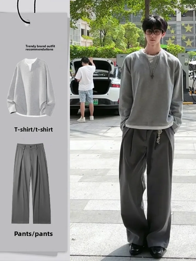 Cool Haome Men's Long Sve T-irt And Pants Set Faionable Autumn Wear Polyester Fiber Teenage Appropriate High End Feel
Cool Haome Men's Long Sve T-irt And Pants Set Faionable Autumn Wear Polyester Fiber Teenage Appropriate High End Feel