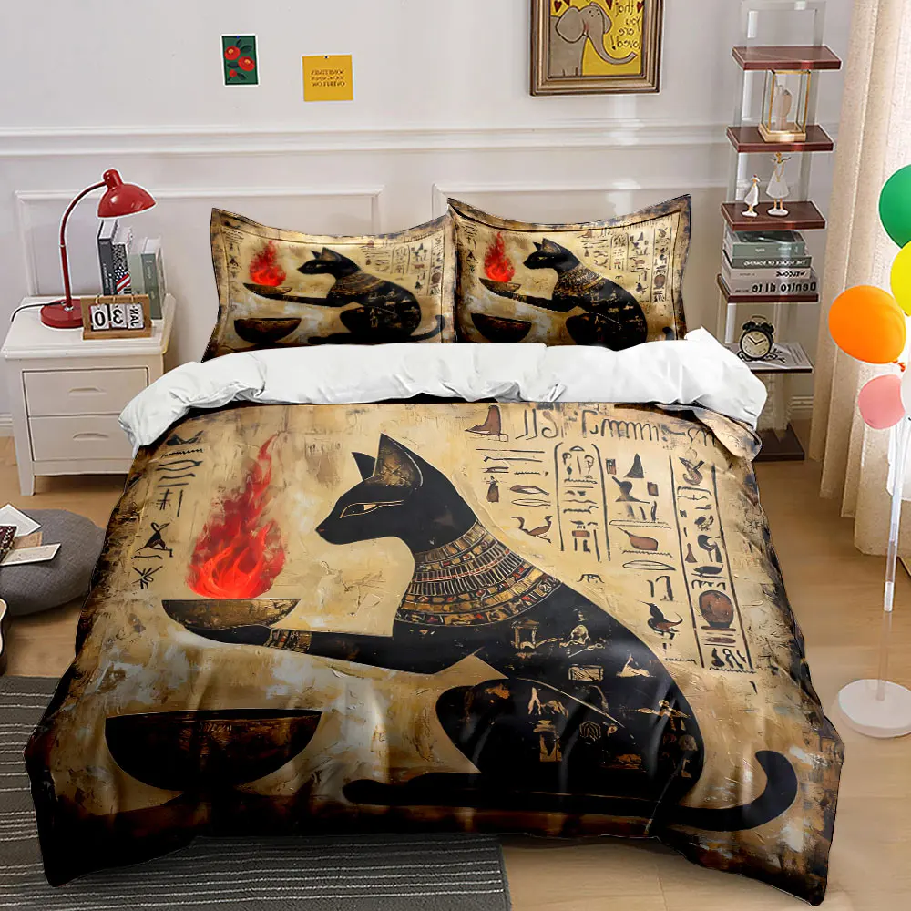 Egyptian-style black cat with flame Pattern Duvet Cover Set Digital Print Colorful Polyester Bedding with Zipper Closur gifts
Egyptian-style black cat with flame Pattern Duvet Cover Set Digital Print Colorful Polyester Bedding with Zipper Closur gifts