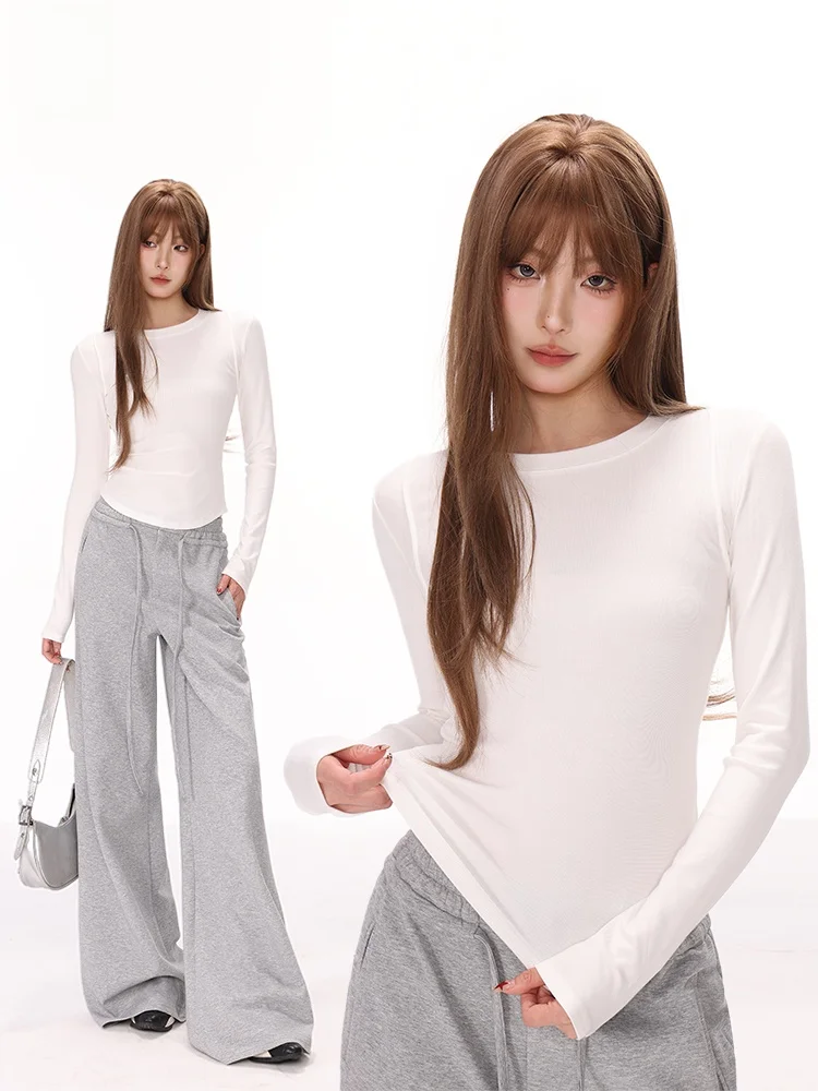Slim Fit round Neck Long Sleeve T-Shirt Basic Style Bottoming Shirt Women's Spring Autumn Pure Color Commute Style Top
Slim Fit round Neck Long Sleeve T-Shirt Basic Style Bottoming Shirt Women's Spring Autumn Pure Color Commute Style Top