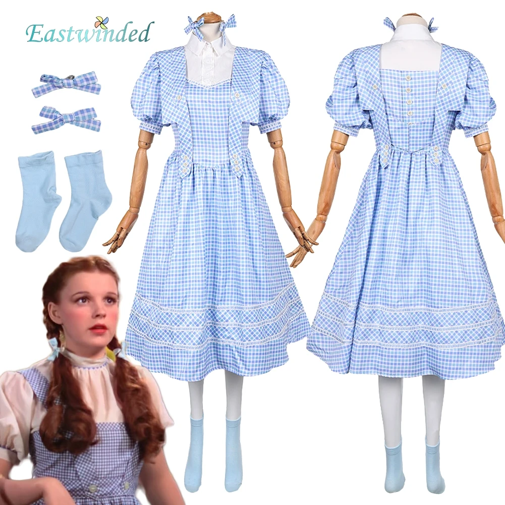 Wiked Dorothy Cosplay Blue Dress Blue Plaid Skirt Socks Bow Hairclip Costume Outfits Women Disguise Halloween Carnival Party
Wiked Dorothy Cosplay Blue Dress Blue Plaid Skirt Socks Bow Hairclip Costume Outfits Women Disguise Halloween Carnival Party