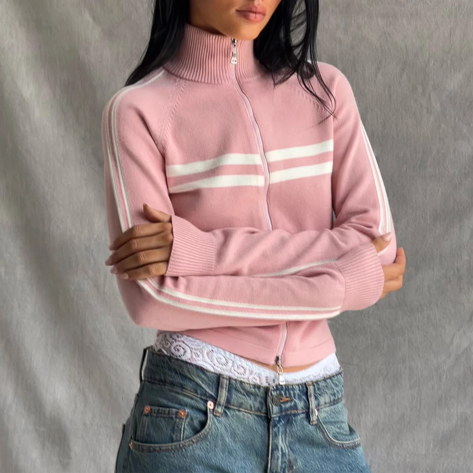 Lairauiy Women Y2K Knitted Workout Jacket Lightweight Striped Print Casual Long Sleeve Zip up Cardigan for Outwear Streetwear
Lairauiy Women Y2K Knitted Workout Jacket Lightweight Striped Print Casual Long Sleeve Zip up Cardigan for Outwear Streetwear