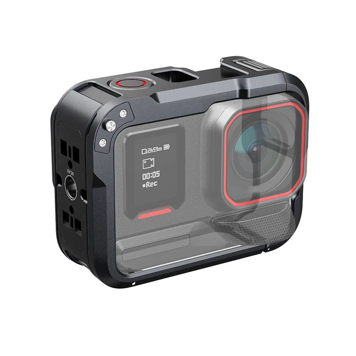 (A03R) Aluminum Alloy Camera Cage for Insta360 Ace Pro / Ace Pro 2 Protective Frame with Quick Release Battery Design
(A03R) Aluminum Alloy Camera Cage for Insta360 Ace Pro / Ace Pro 2 Protective Frame with Quick Release Battery Design