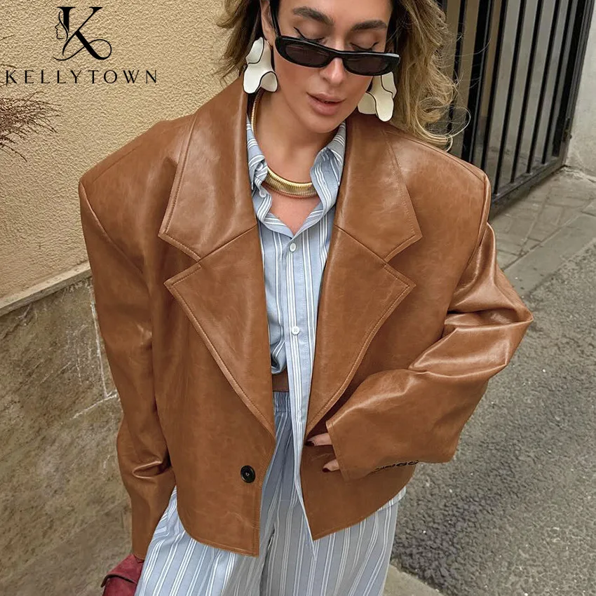 Faux Pu Leather Jacket Women Notched Collar Coats Button Front Oversized Coats Solid 2026 Thic Warm Long Sleeve Outerwear Tops
Faux Pu Leather Jacket Women Notched Collar Coats Button Front Oversized Coats Solid 2026 Thic Warm Long Sleeve Outerwear Tops