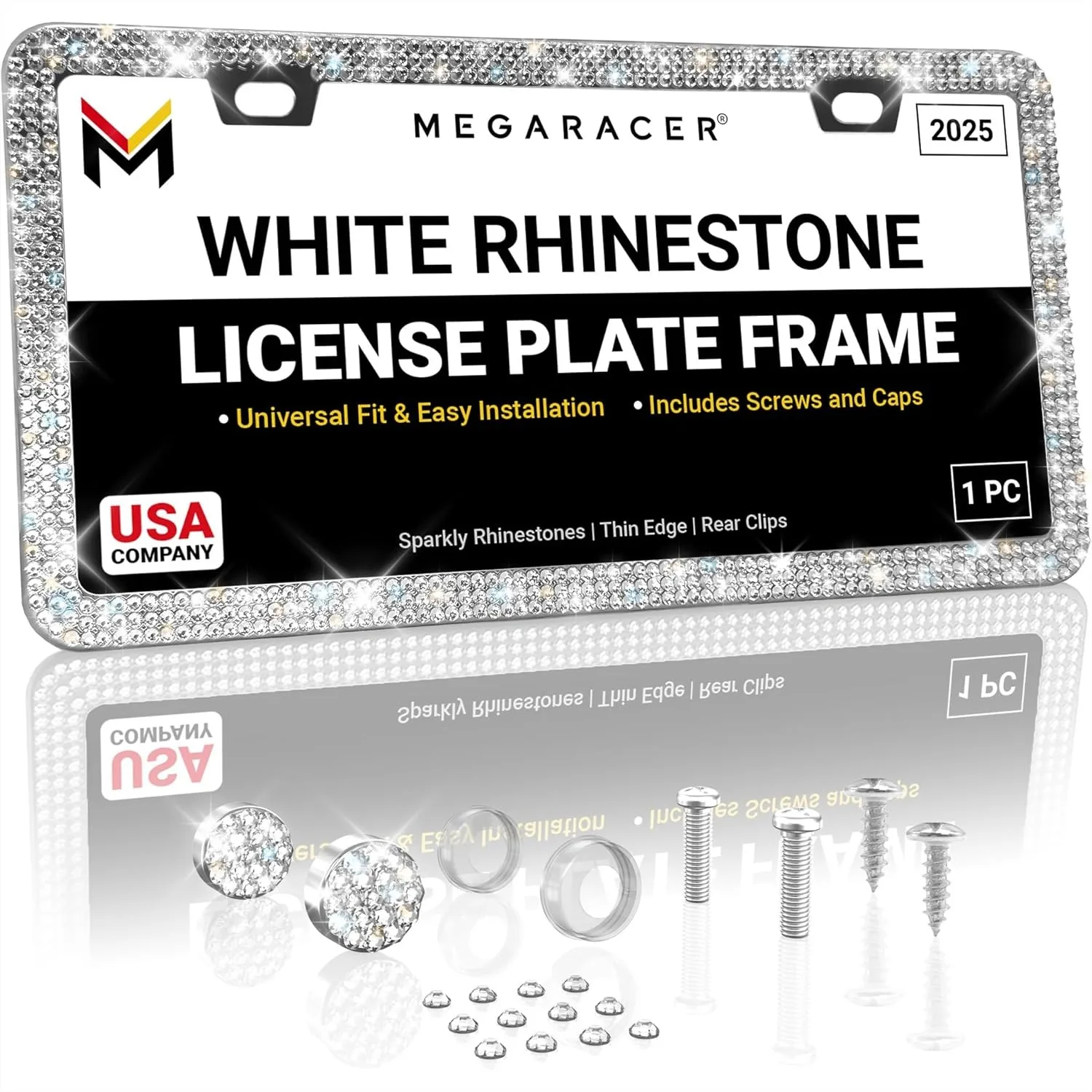 Sparkly Rhinestone License Plate Frame for Women - 800 Premium Crystals, Rust-Free Stainless Steel, Slim Design with Glitter
Sparkly Rhinestone License Plate Frame for Women - 800 Premium Crystals, Rust-Free Stainless Steel, Slim Design with Glitter