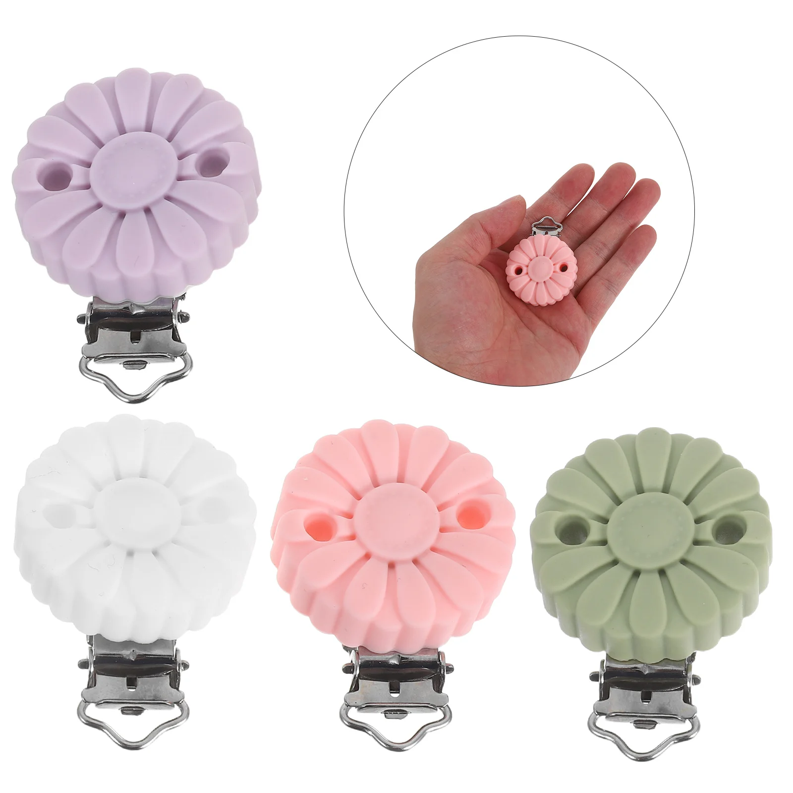 4pcs Silicone Baby Pacifier Clips Sunflower Shaped Dummy Chain Holder For Pacifiers Teethers Small Travel Daily Use Durable
4pcs Silicone Baby Pacifier Clips Sunflower Shaped Dummy Chain Holder For Pacifiers Teethers Small Travel Daily Use Durable