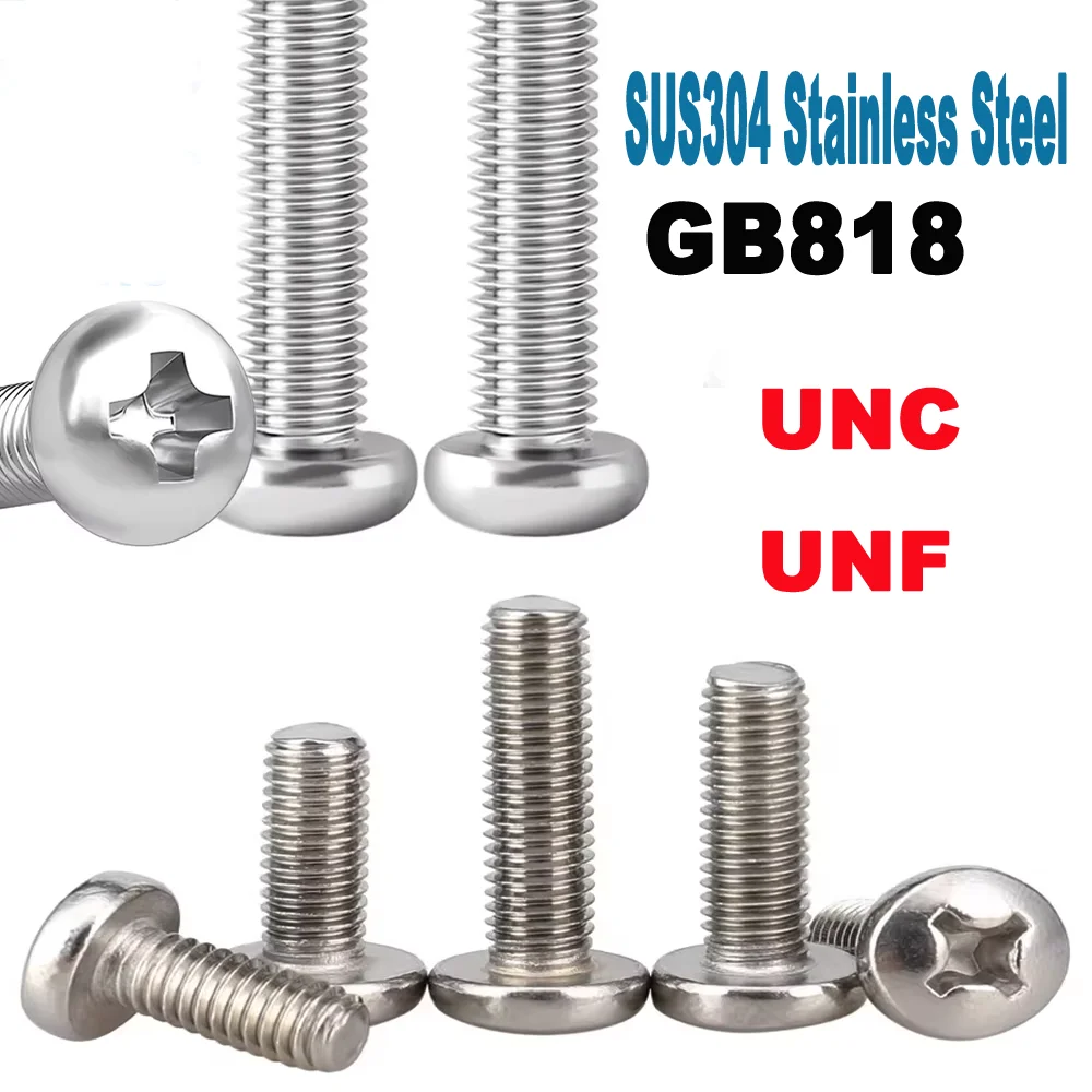 Premium 304 Stainless Steel GB818 Machine Bolts | Phillips Pan Head | UNC UNF Threads 10# 12# 1/4'' 5/16'' 3/8'' - Rust-Resistan
Premium 304 Stainless Steel GB818 Machine Bolts | Phillips Pan Head | UNC UNF Threads 10# 12# 1/4'' 5/16'' 3/8'' - Rust-Resistan