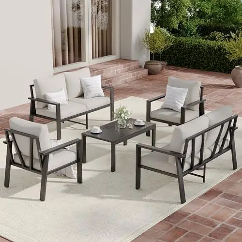 5 Pieces Aluminum Patio Furniture Set Deck Outdoor Furniture 6-Seat Patio Conversation Sets All-Weather Rust-Proof
5 Pieces Aluminum Patio Furniture Set Deck Outdoor Furniture 6-Seat Patio Conversation Sets All-Weather Rust-Proof