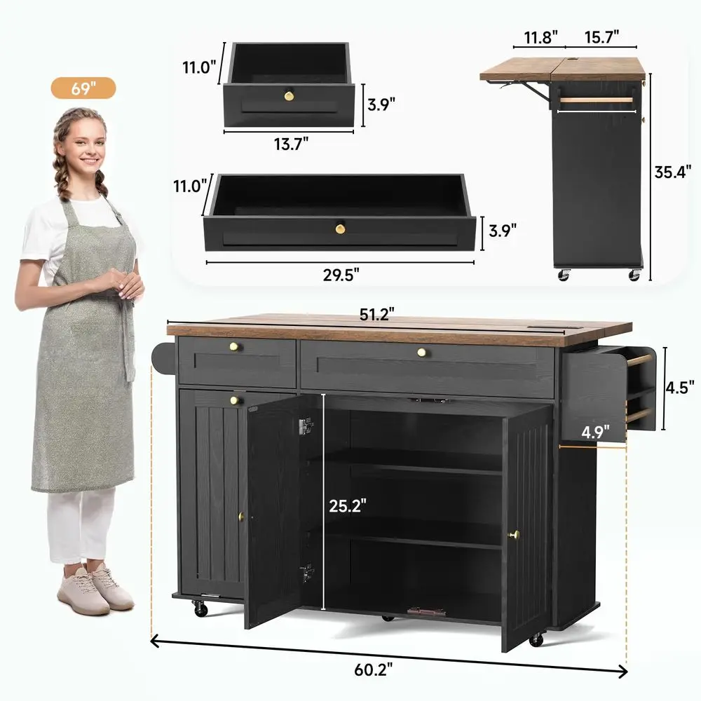 Kitchen Island with Power Outlet amp Drop Leaf, Kitchen Rolling Island with Spice Rack amp Towel Rack, Knife Holder, Kitchen Is
Kitchen Island with Power Outlet amp Drop Leaf, Kitchen Rolling Island with Spice Rack amp Towel Rack, Knife Holder, Kitchen Is
