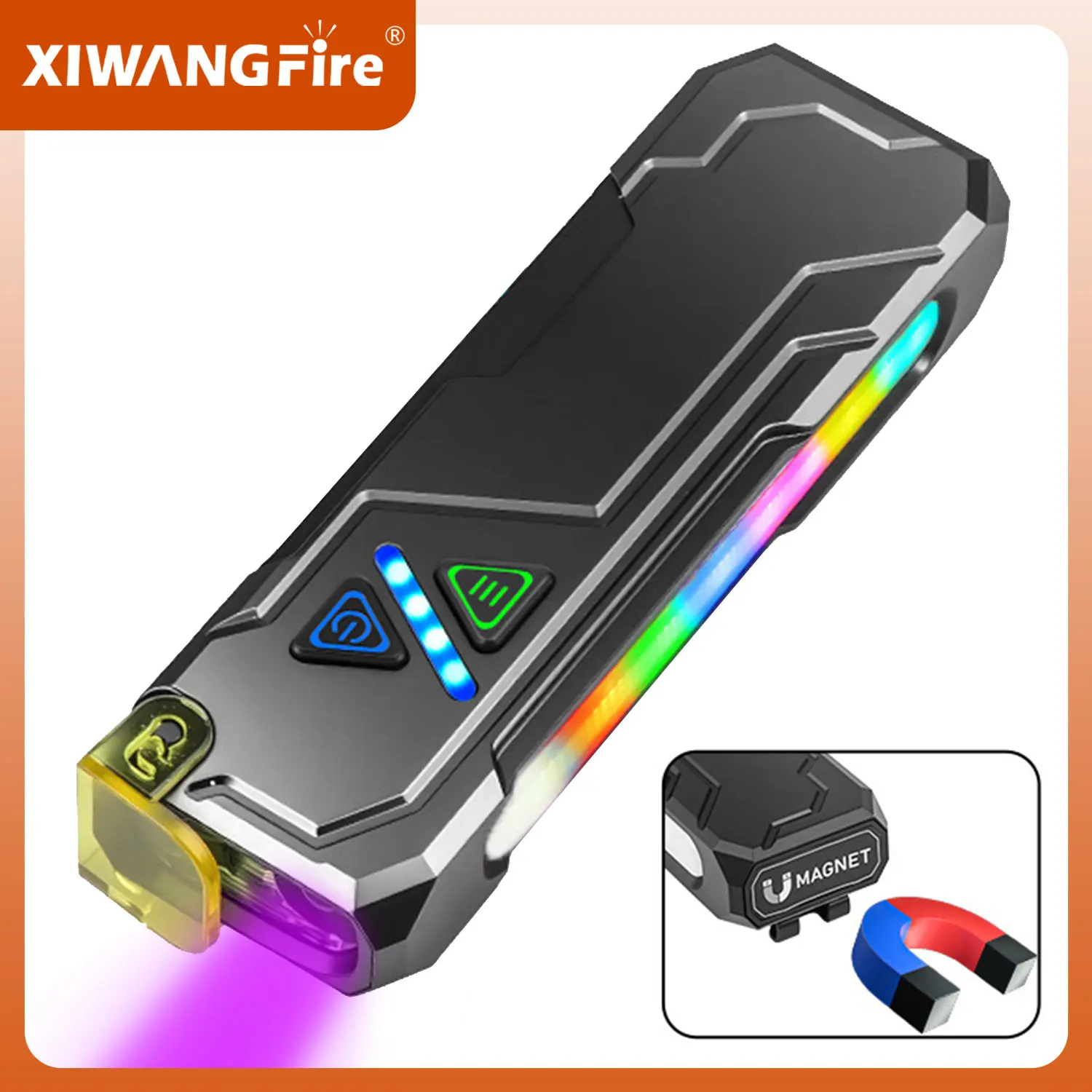 Портативный светодиодный RGB перезаряжаемый магнитный фонарик из алюминиевого сплава, 15 режимов освещения, водонепроницаемый для кемпинга и рабочей лампы, УФ-свет
Портативный светодиодный RGB перезаряжаемый магнитный фонарик из алюминиевого сплава, 15 режимов освещения, водонепроницаемый для кемпинга и рабочей лампы, УФ-свет