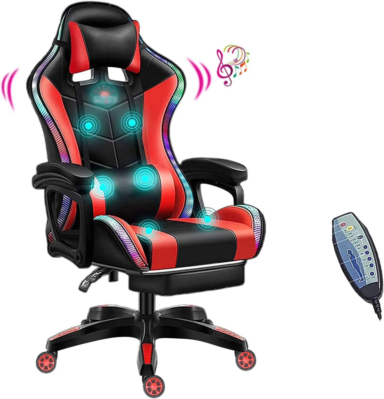 Gaming Chair with Speakers Video Game Chair with RGB LED Lights Ergonomic Racing Office Chair, PU Leather Recliner
Gaming Chair with Speakers Video Game Chair with RGB LED Lights Ergonomic Racing Office Chair, PU Leather Recliner