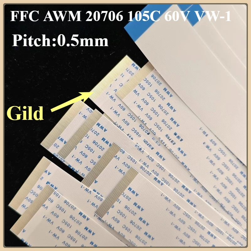 2Pcs Gild-Plated FFC FPC Flat Flexible Cable AWM 20706 105C 60V VW-1 0.5MM Pitch Same or Reverse 4P/6/8/10/12/14..45/50/54/64Pin
2Pcs Gild-Plated FFC FPC Flat Flexible Cable AWM 20706 105C 60V VW-1 0.5MM Pitch Same or Reverse 4P/6/8/10/12/14..45/50/54/64Pin