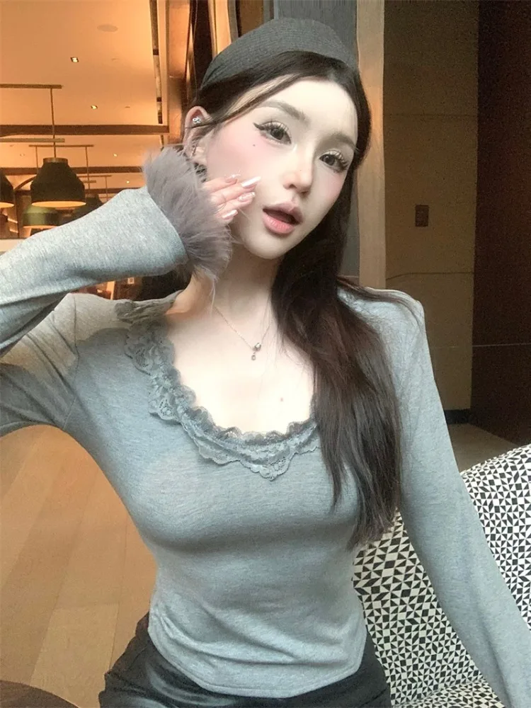 Pure Desire Lace Trim Square Collar Long Sleeve Women's Base Shirt High-End Feel Patchwork Faux Fur Mix Design Commute Style
Pure Desire Lace Trim Square Collar Long Sleeve Women's Base Shirt High-End Feel Patchwork Faux Fur Mix Design Commute Style
