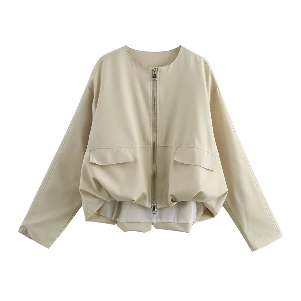 Versatile Long-Sleeved Bat Jacket with Zipper round Neck Design European And American Style Clothing for Women
Versatile Long-Sleeved Bat Jacket with Zipper round Neck Design European And American Style Clothing for Women