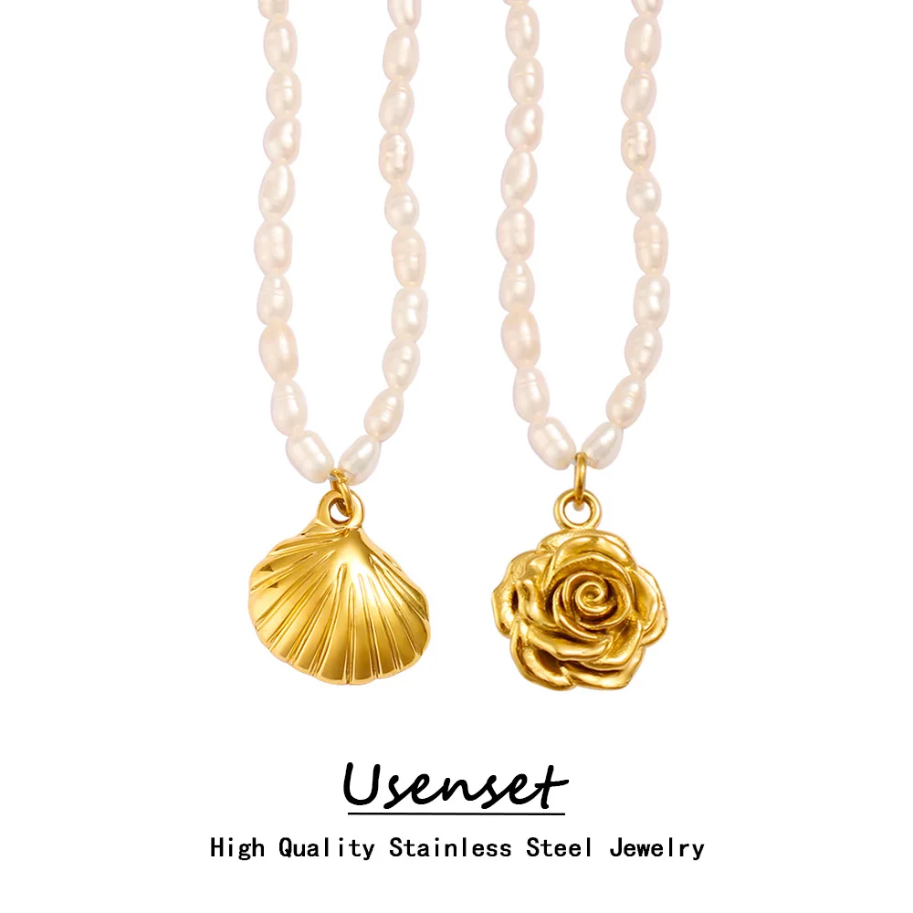 USENSET Elegant Full Natural Freshwater Pearl Necklace for Women 18K Golden Color Rose Shell Pendant Charm Neck Bijoux
USENSET Elegant Full Natural Freshwater Pearl Necklace for Women 18K Golden Color Rose Shell Pendant Charm Neck Bijoux