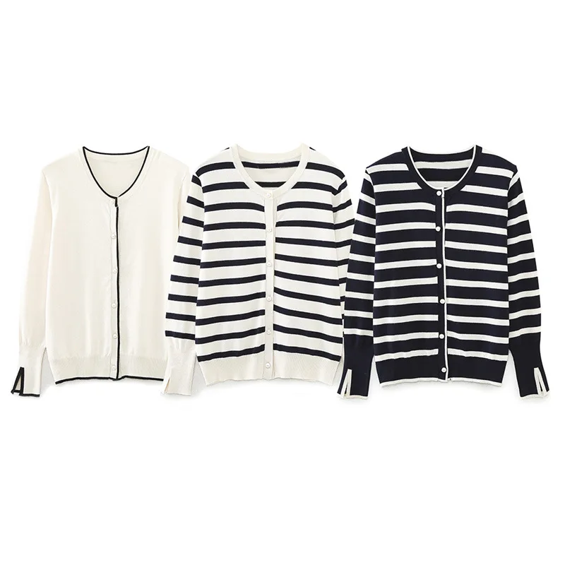 Осенне-зимние однобортные пальто с длинными рукавами и v-образным вырезом, новые модные кардиганы, полосатый вязаный кардиган для женщин, свитер
Осенне-зимние однобортные пальто с длинными рукавами и v-образным вырезом, новые модные кардиганы, полосатый вязаный кардиган для женщин, свитер