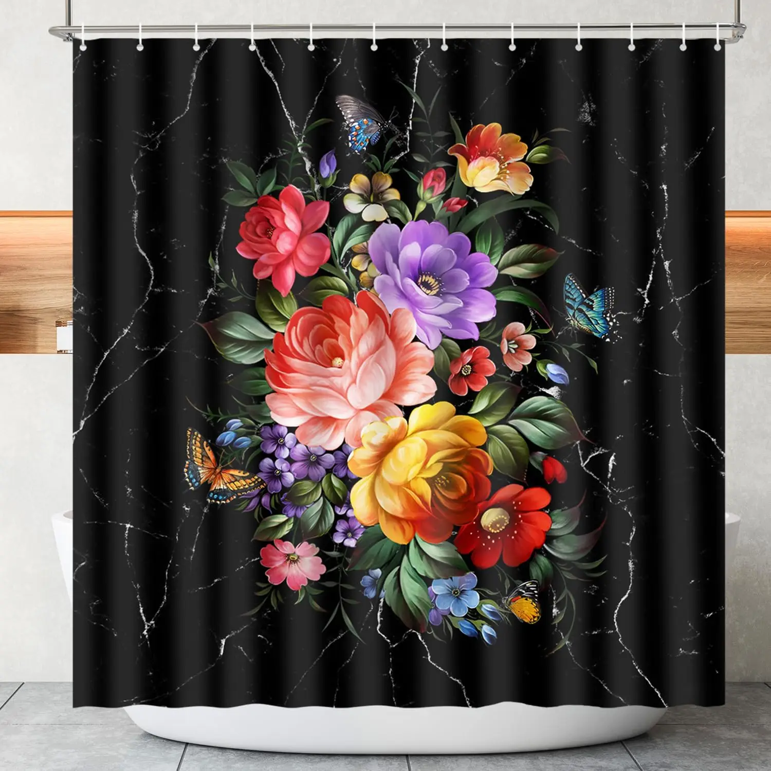 Занавеска для душа с черными цветами, занавеска для душа с яркими цветами, водонепроницаемая занавеска для душа из полиэфирной ткани, 72 x 72 дюйма
Занавеска для душа с черными цветами, занавеска для душа с яркими цветами, водонепроницаемая занавеска для душа из полиэфирной ткани, 72 x 72 дюйма