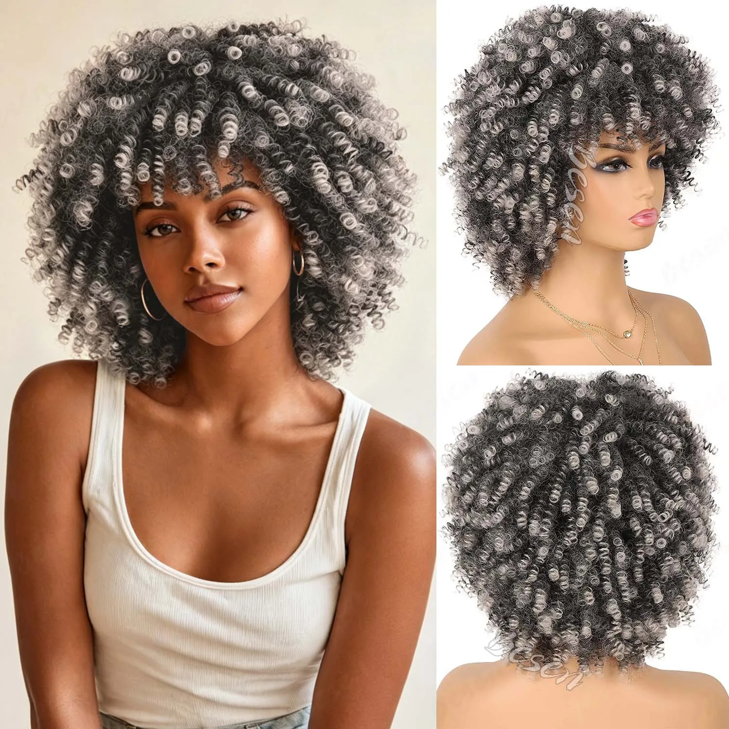 Synthetic Bob Kinky Curly Bangs Wig for Black Women 8 Inch Afro Bomb Curly Wig with Bangs Fluffy Curly Hair for Daily Party Wear
Synthetic Bob Kinky Curly Bangs Wig for Black Women 8 Inch Afro Bomb Curly Wig with Bangs Fluffy Curly Hair for Daily Party Wear