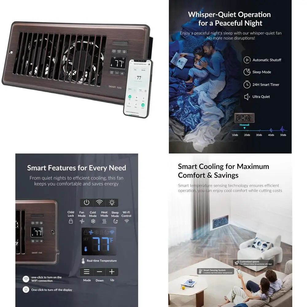 2026 Ultra Silent 4x10 Inch Vent, Smart HVAC Register with Dual Zone Control and Wi-Fi App Management
2026 Ultra Silent 4x10 Inch Vent, Smart HVAC Register with Dual Zone Control and Wi-Fi App Management