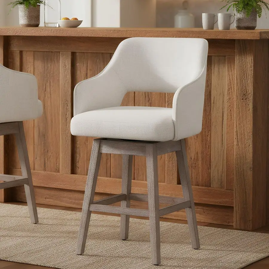 Swivel Bar Stool for Kitchen Island, Linen Fabric Upholstered Counter Stool with Wood Leg, Single Barstool for Breakfast Bar Pat
Swivel Bar Stool for Kitchen Island, Linen Fabric Upholstered Counter Stool with Wood Leg, Single Barstool for Breakfast Bar Pat