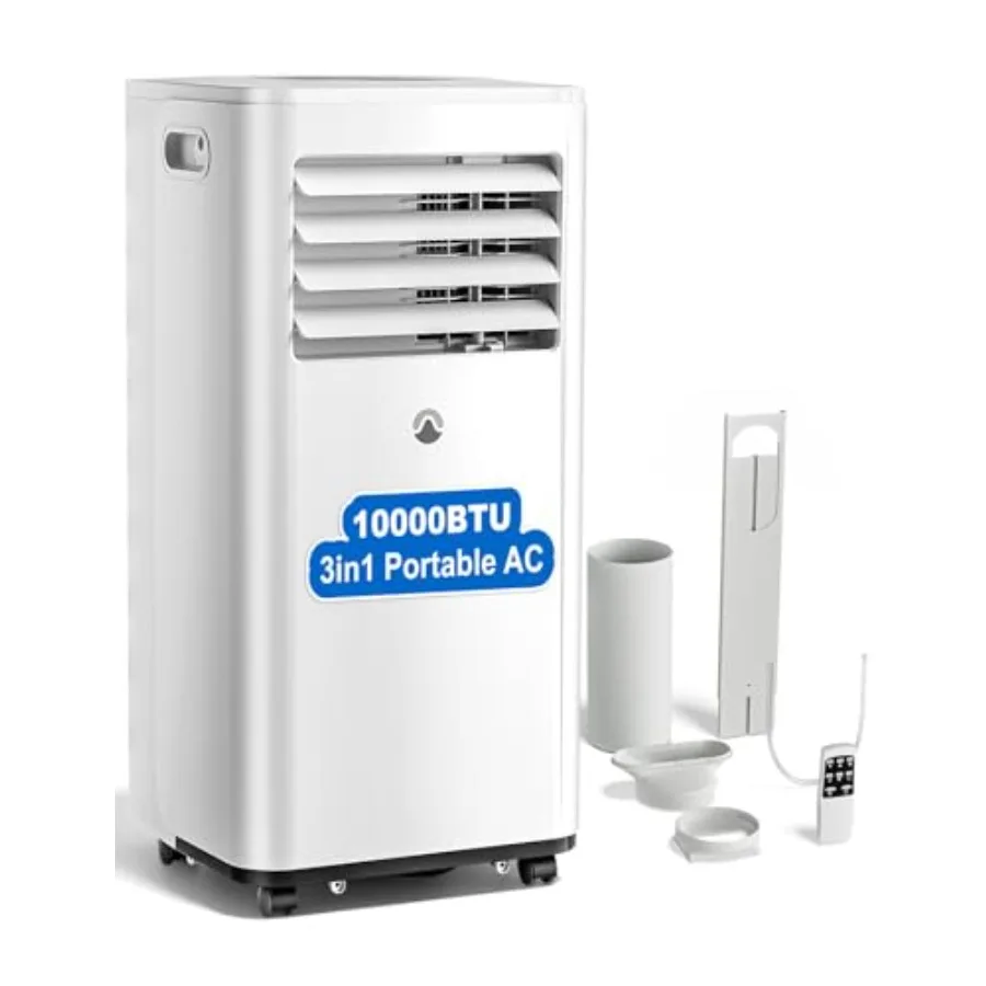Portable Air Conditioner for bedroom kitchen garage, 10000 BTU, white plastic unit, compact 3-in-1 design with 24H timer and sm
Portable Air Conditioner for bedroom kitchen garage, 10000 BTU, white plastic unit, compact 3-in-1 design with 24H timer and sm