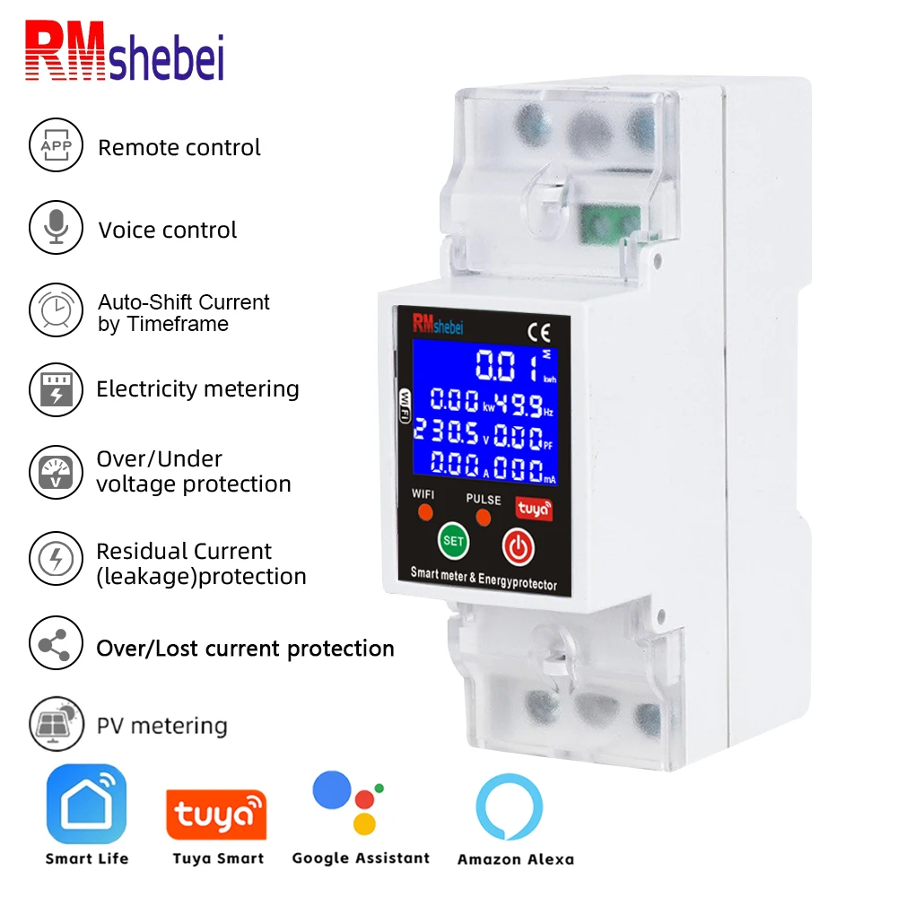 RMshebei Tuya WIFI Intelligent Circuit Breaker Single-Phase 80A Two-Way Photovoltaic Metering Remote Control Timing Switch
RMshebei Tuya WIFI Intelligent Circuit Breaker Single-Phase 80A Two-Way Photovoltaic Metering Remote Control Timing Switch