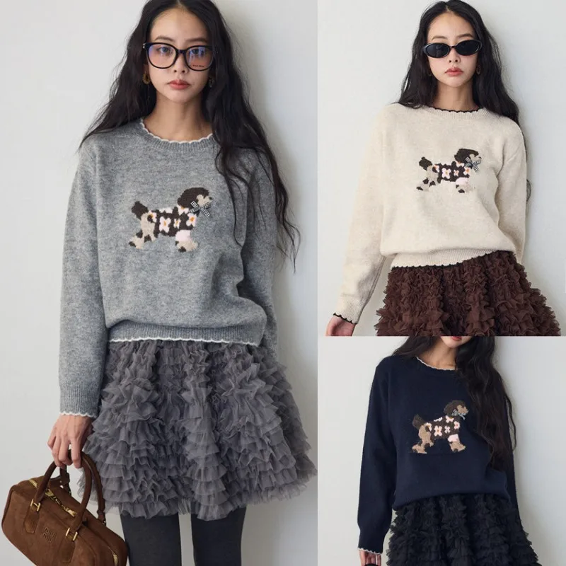 Жаккардовый кружевной вязаный свитер с круглым вырезом и рукавами из мультфильма + пышная короткая юбка средней длины, женские корейские модные комплекты из двух предметов
Жаккардовый кружевной вязаный свитер с круглым вырезом и рукавами из мультфильма + пышная короткая юбка средней длины, женские корейские модные комплекты из двух предметов