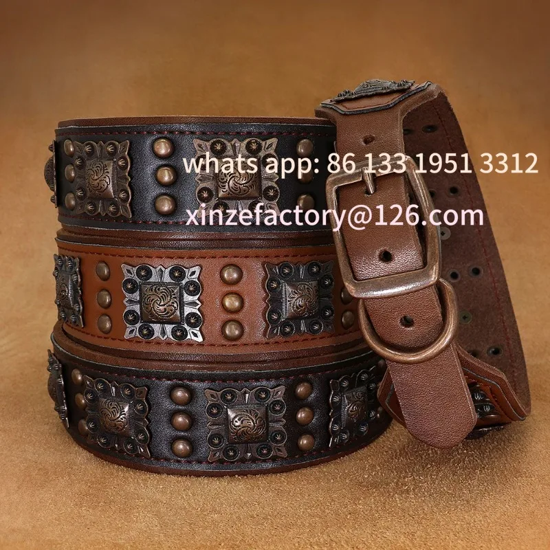 Customizable Cool Spikes Dog Collar Durable Real Leather Dogs Collars Metal Rivet Pet Accessories Adjustable for Medium Large Do
Customizable Cool Spikes Dog Collar Durable Real Leather Dogs Collars Metal Rivet Pet Accessories Adjustable for Medium Large Do