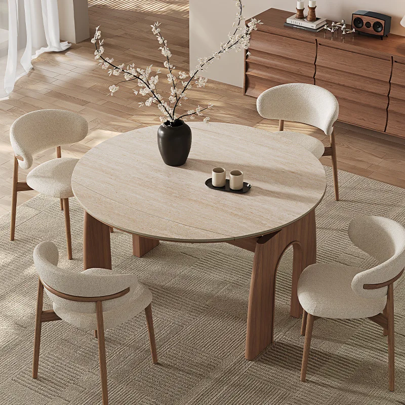 Travertine rock slab retractable dining table modern simple square and round dual-purpose medieval style designer solid wood roc
Travertine rock slab retractable dining table modern simple square and round dual-purpose medieval style designer solid wood roc