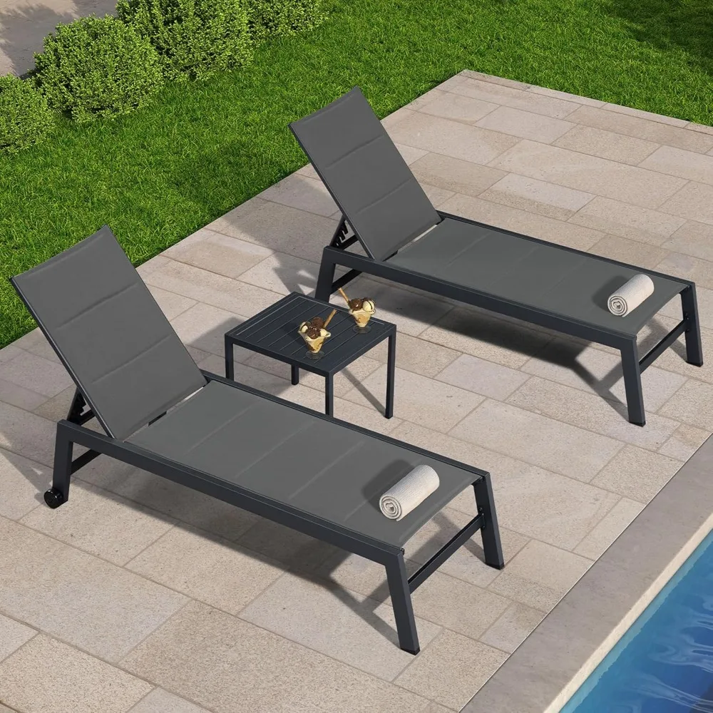 Outdoor Chaise Lounge Set of 2 Aluminum Patio Lounge Chair with Wheels and Side Table Pool Chaise Lounge Chair for Outdoor
Outdoor Chaise Lounge Set of 2 Aluminum Patio Lounge Chair with Wheels and Side Table Pool Chaise Lounge Chair for Outdoor