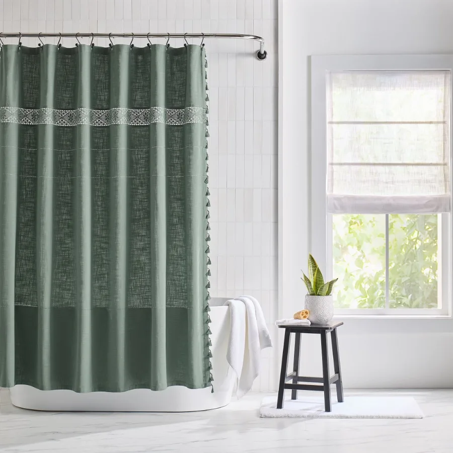 Green Corinne Crochet Shower Curtain Cotton 72" x 72"
Green Corinne Crochet Shower Curtain Cotton 72" x 72"