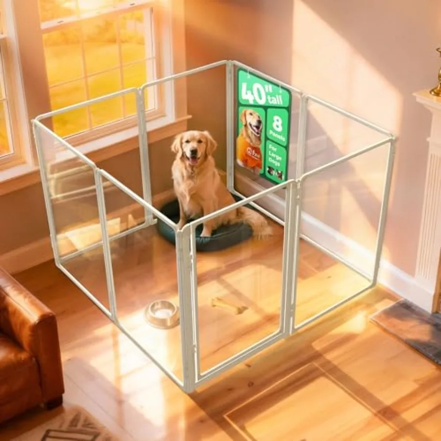 Металлический и акриловый вольер для собак AuraSpace Pro, полностью прозрачный, усиленная конструкция, высота 40 дюймов, 8 панелей, для средних и крупных пород.
Металлический и акриловый вольер для собак AuraSpace Pro, полностью прозрачный, усиленная конструкция, высота 40 дюймов, 8 панелей, для средних и крупных пород.