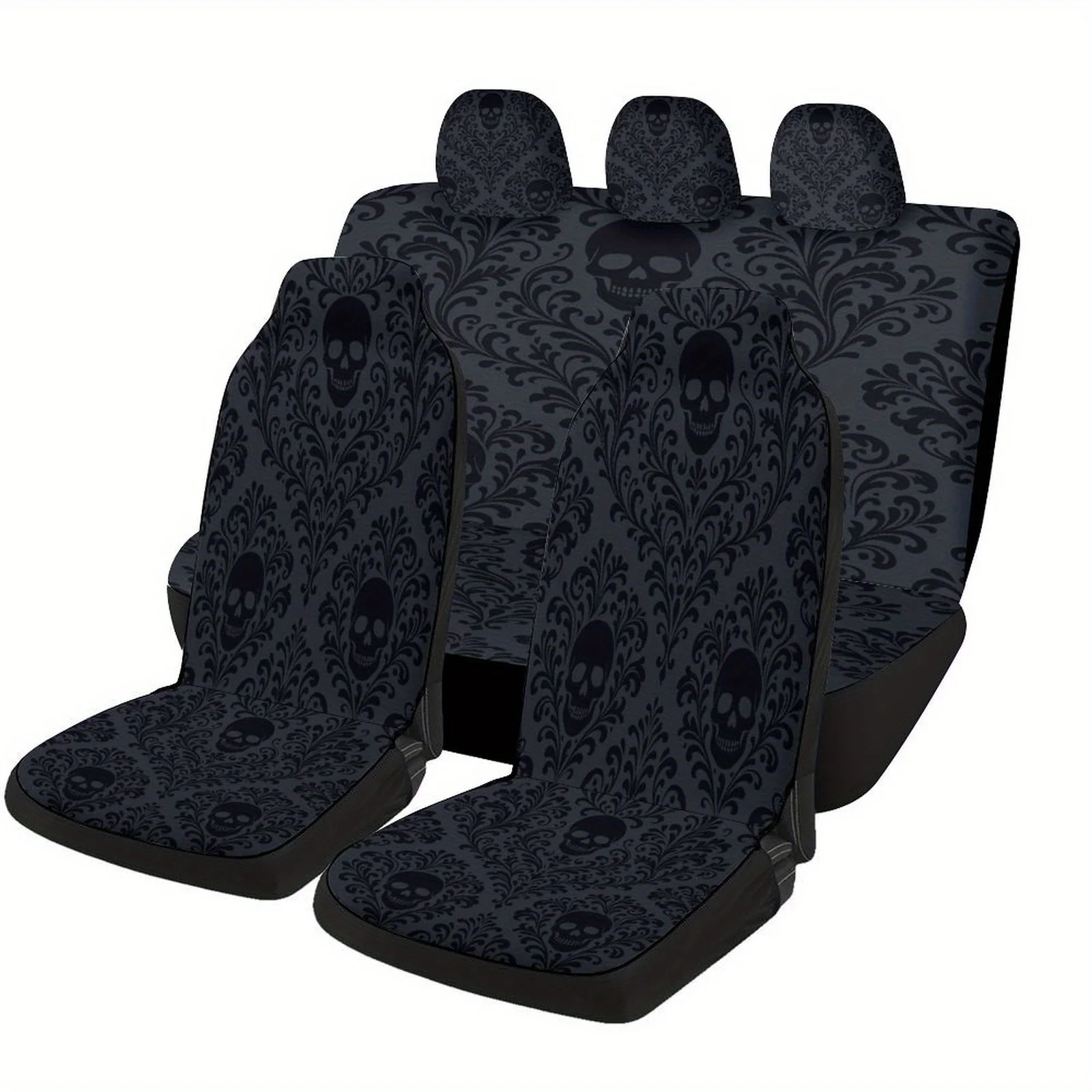 Gothic Skull Damask Design Car Seat Cover Set - Trendy Novelty Full Set For 2 Front & Rear Seats, Durable Polyester, Machine Was
Gothic Skull Damask Design Car Seat Cover Set - Trendy Novelty Full Set For 2 Front & Rear Seats, Durable Polyester, Machine Was