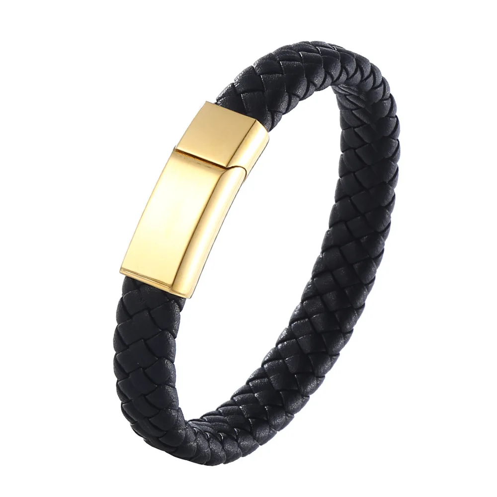 Punk Custom logo Name Gold Color Leather Bracelet Magnetic buckle Stainless Steel Bracelets For Women Men ID Bracelet
Punk Custom logo Name Gold Color Leather Bracelet Magnetic buckle Stainless Steel Bracelets For Women Men ID Bracelet