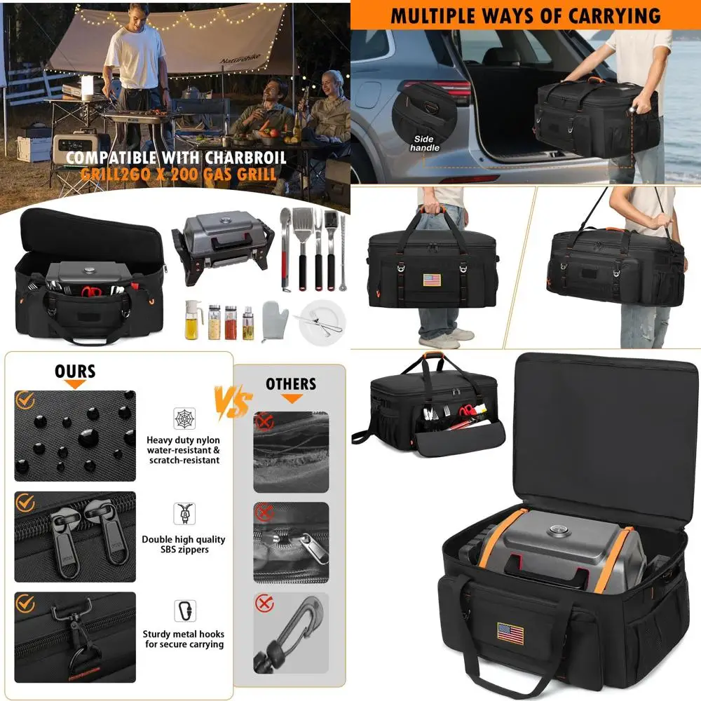 Portable BBQ Grill Cover for Char-Broil Grill2Go X200 - 1 Burner Propane Gas Grill with Pockets for Tools & Accessories
Portable BBQ Grill Cover for Char-Broil Grill2Go X200 - 1 Burner Propane Gas Grill with Pockets for Tools & Accessories