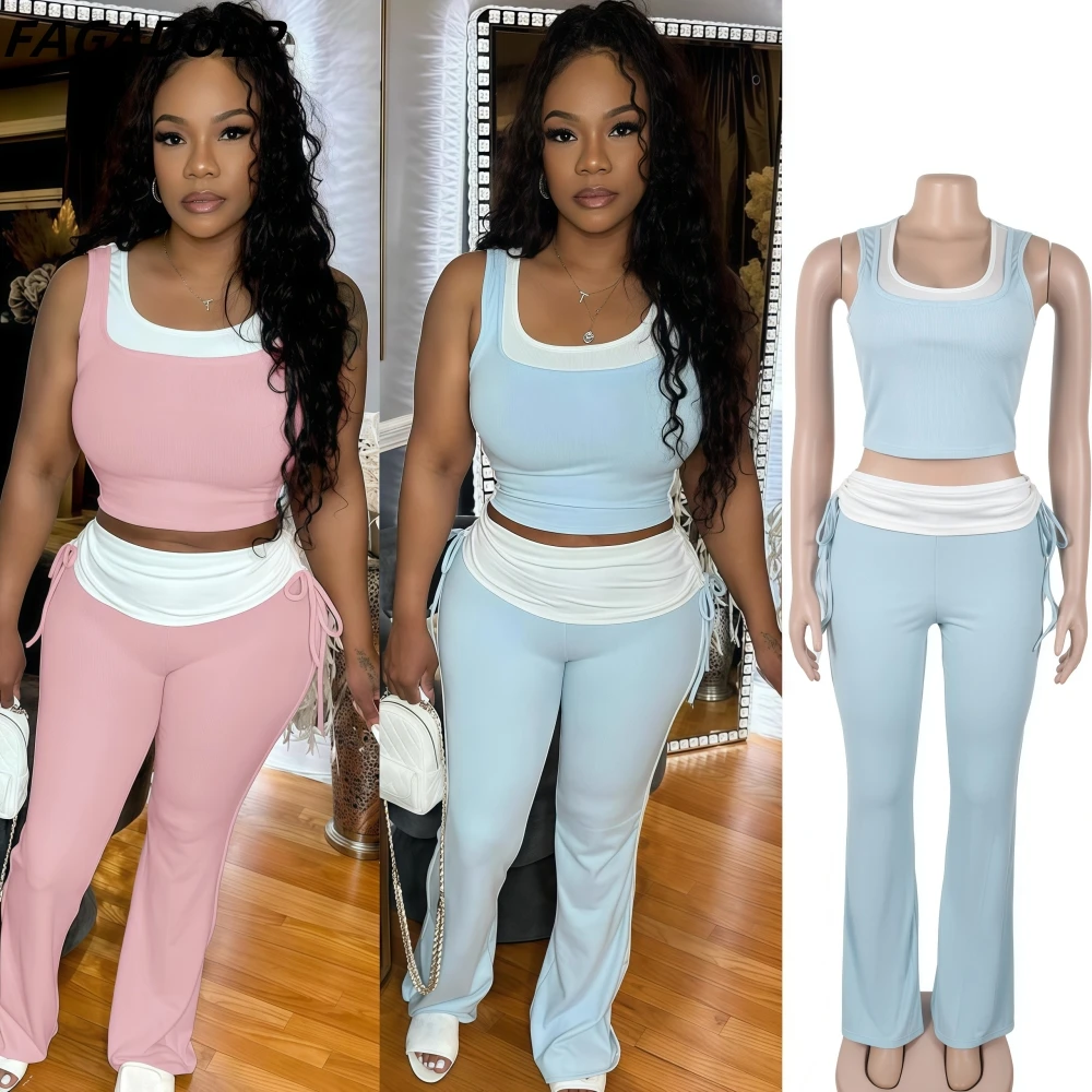 FAGADOER Fashion Sport 2 Pieces Set for Woman Color Block Sleeveless Tank Tops and Flare Pants Tracksuit Female Jogger 2025 New
FAGADOER Fashion Sport 2 Pieces Set for Woman Color Block Sleeveless Tank Tops and Flare Pants Tracksuit Female Jogger 2025 New