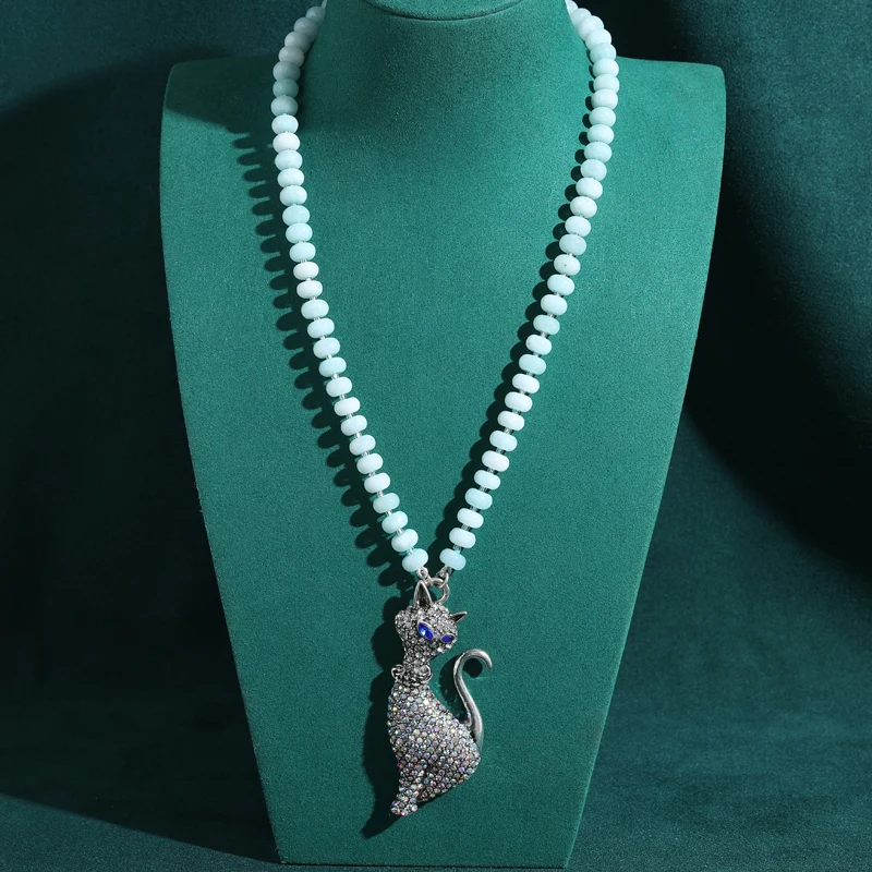 Vintage Jade Blue Beads Cat Necklace Silver Color Pendant Big Natural Stone Retro Brand Design Women 2026 Festival Gifts Jewelry
Vintage Jade Blue Beads Cat Necklace Silver Color Pendant Big Natural Stone Retro Brand Design Women 2026 Festival Gifts Jewelry