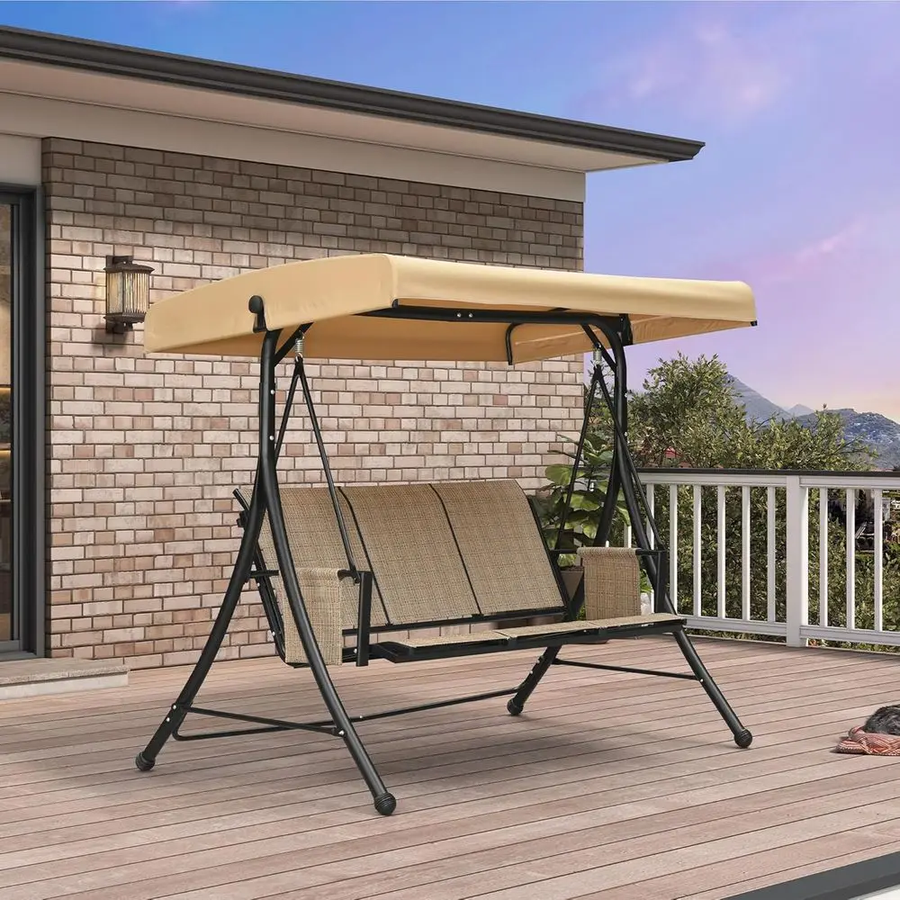 Adjustable 3-Seat All-Weather Outdoor Swing with Stand for Patio, Garden, Deck, or Balcony (Khaki)
Adjustable 3-Seat All-Weather Outdoor Swing with Stand for Patio, Garden, Deck, or Balcony (Khaki)