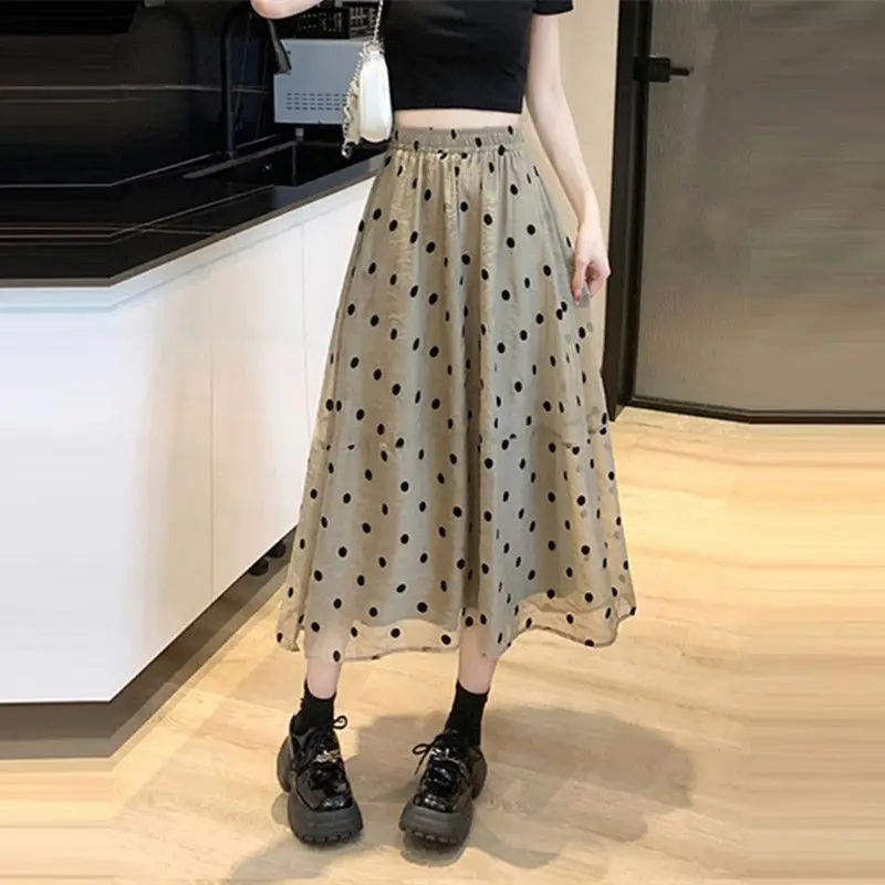 Women Summer Fashion Net Yarn Polka Dot Appear Thin High Waist Skirt Ladies Simplicity Office Lady All-match Trend A-line Skirt
Women Summer Fashion Net Yarn Polka Dot Appear Thin High Waist Skirt Ladies Simplicity Office Lady All-match Trend A-line Skirt