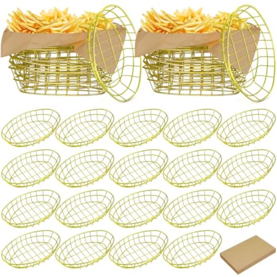 24 Pcs Wire Bread Basket with 100 Sheets Deli Wrappers Paper 9.5 x 6.2 x 2.2 Inch Metal Bread Box Oval Metal Dinner Roll Basket
24 Pcs Wire Bread Basket with 100 Sheets Deli Wrappers Paper 9.5 x 6.2 x 2.2 Inch Metal Bread Box Oval Metal Dinner Roll Basket