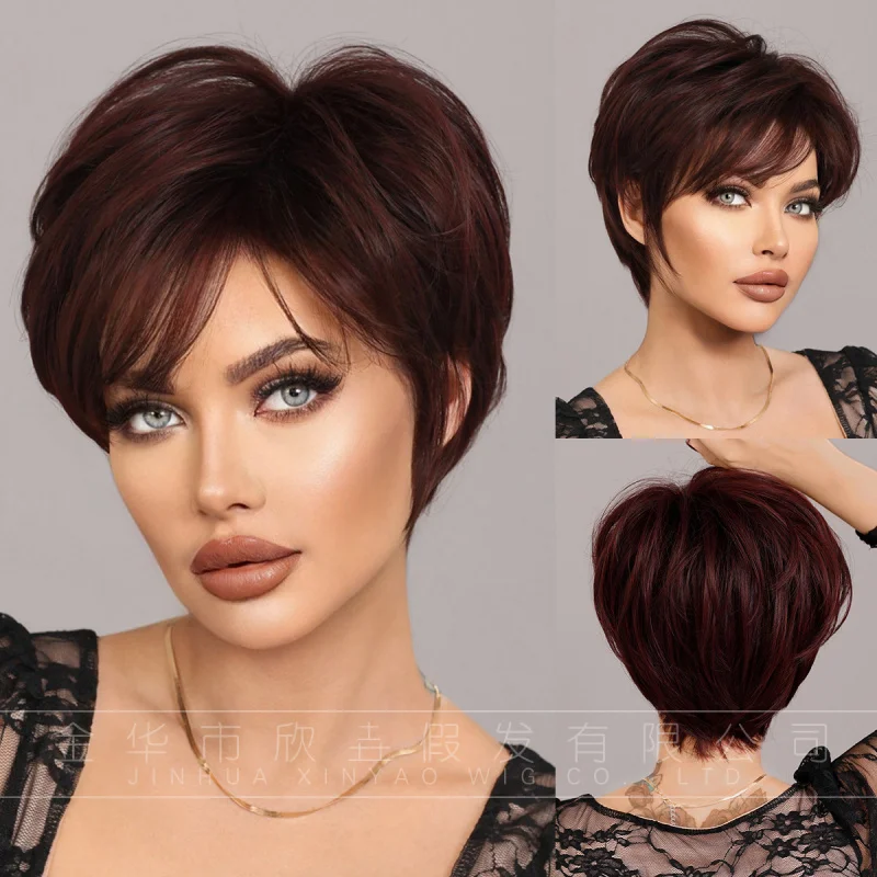 European and American elf-style for women, short black-purple granny hair with side bangs, synthetic full-head wigs from th
European and American elf-style for women, short black-purple granny hair with side bangs, synthetic full-head wigs from th