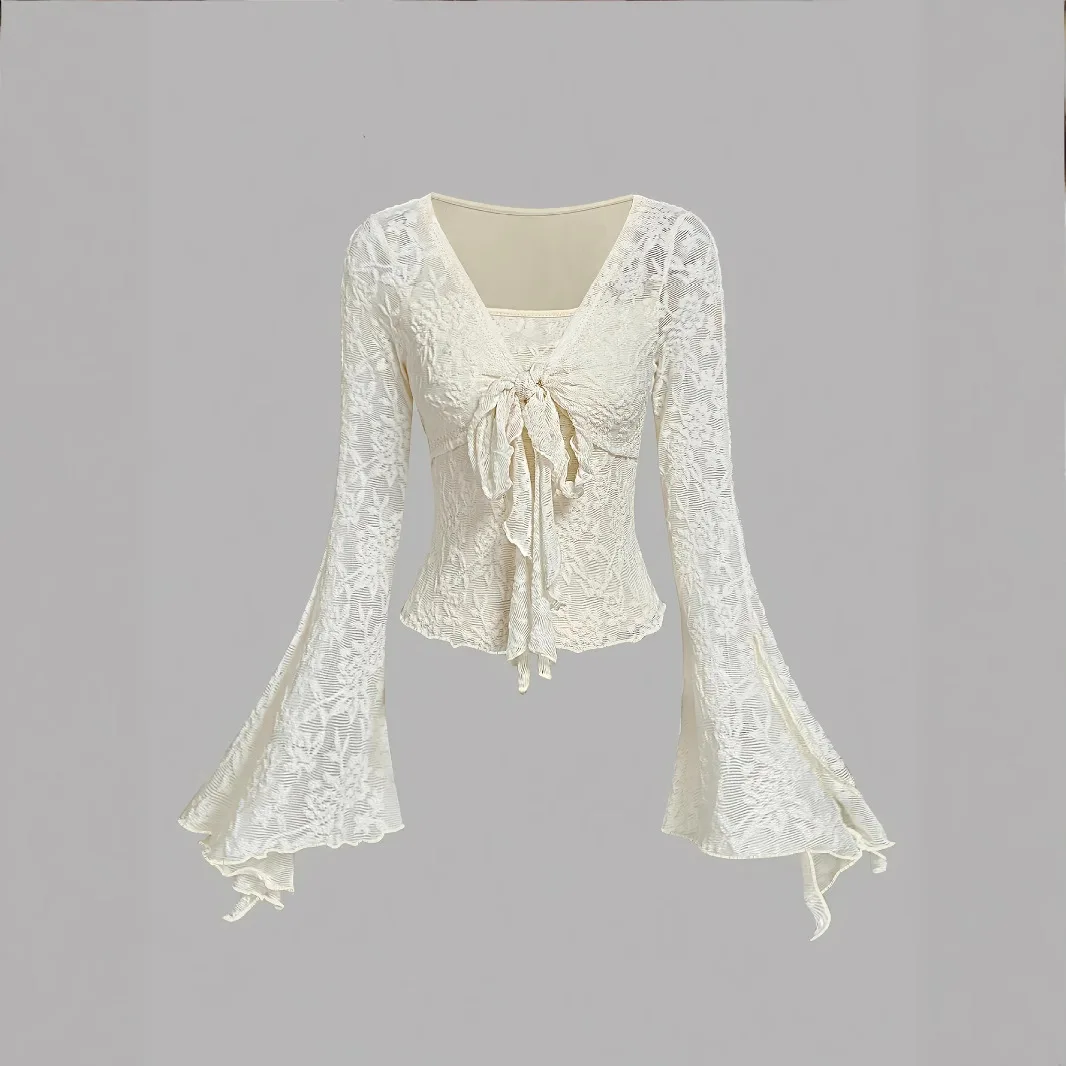 2025 New Women's Sexy Spice Girls Lace V-Neck Lace-Up Flared Sleeve Long Sleeve Slim Top
2025 New Women's Sexy Spice Girls Lace V-Neck Lace-Up Flared Sleeve Long Sleeve Slim Top