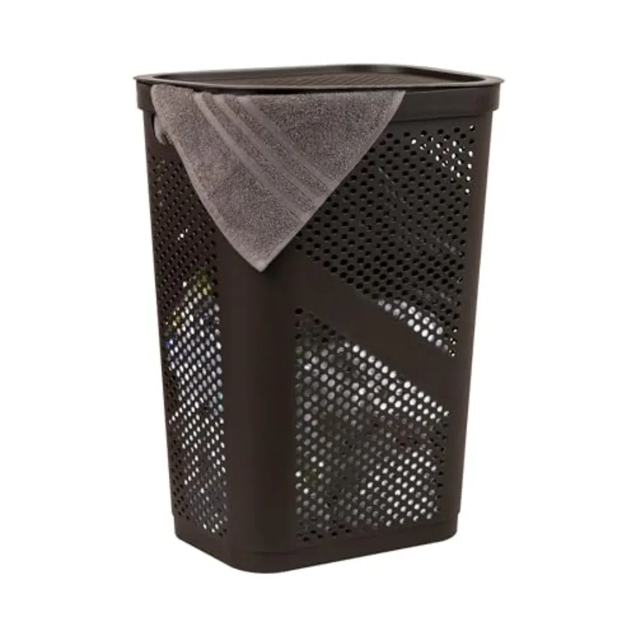 Slim Laundry Hamper with Lid 60L Clothes Basket Ventilated Plastic Brown
Slim Laundry Hamper with Lid 60L Clothes Basket Ventilated Plastic Brown