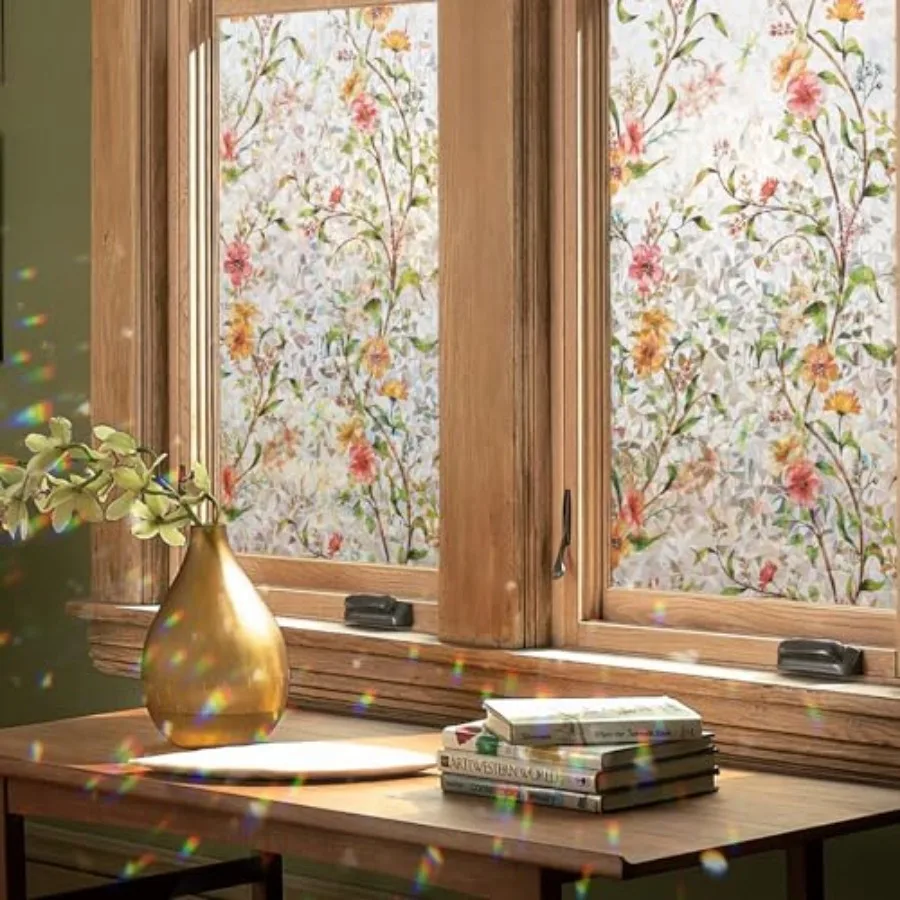 Window Privacy Film Floral Rainbow Decorative Stickers, 3D Static Stained Glass Cling, Removable Cover for Home Heat Control An
Window Privacy Film Floral Rainbow Decorative Stickers, 3D Static Stained Glass Cling, Removable Cover for Home Heat Control An